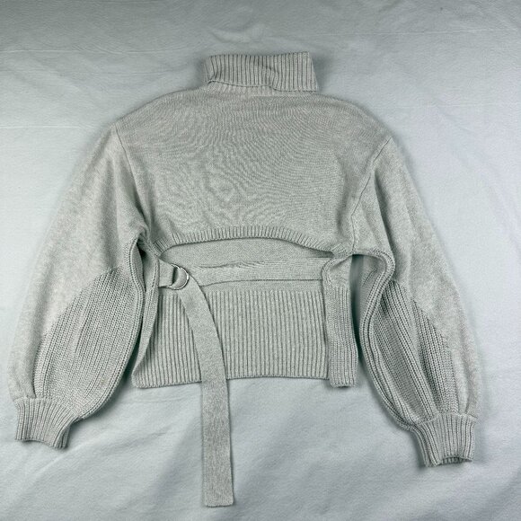 Beige Botany Light Gray Open-Back Balloon Sleeve Sweater Size S - Picture 3 of 6